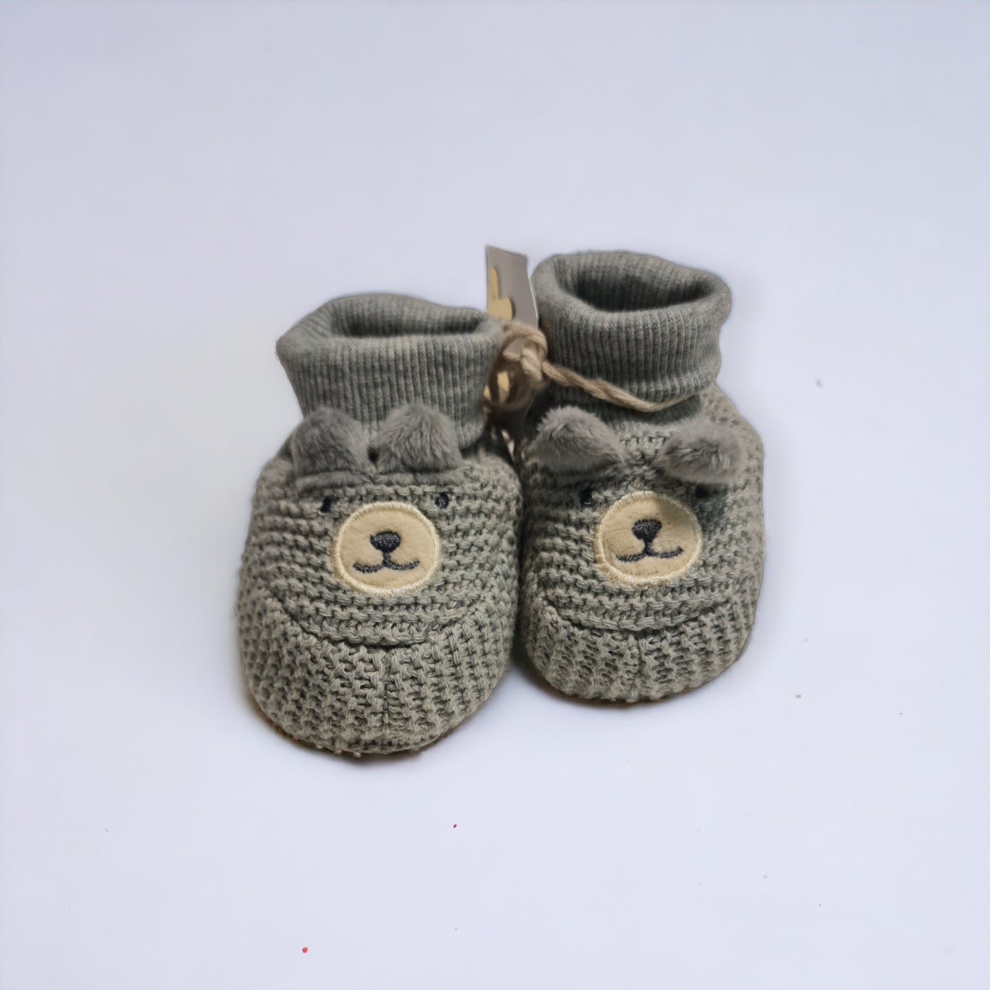 Zapato bebé tejido oso gris