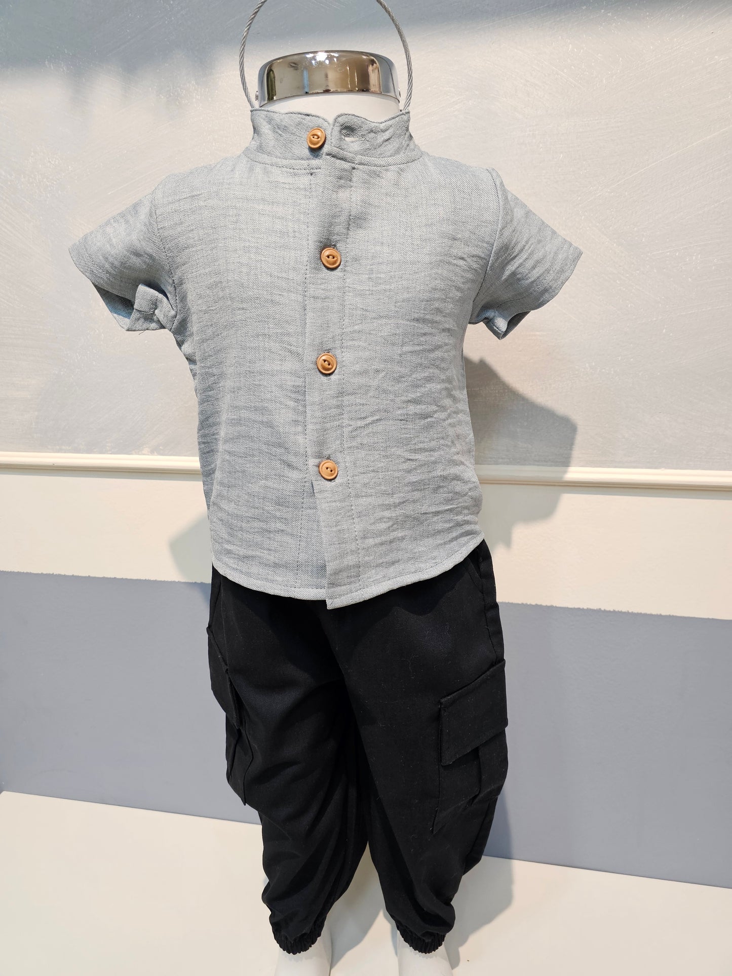Conjunto Camisa Celeste y Pantalón Marino