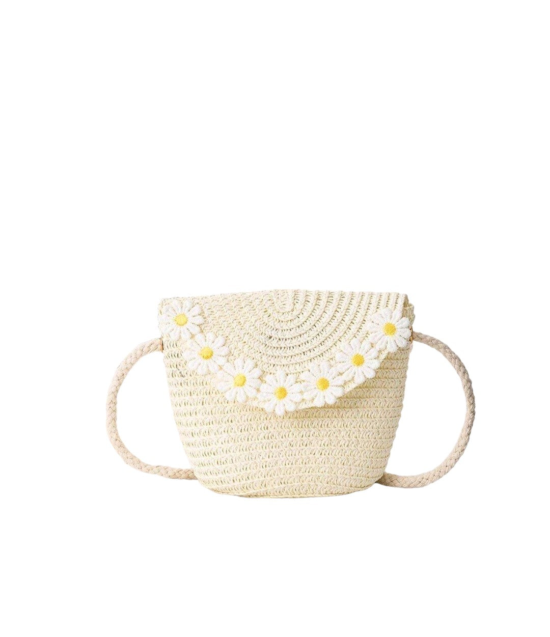 Mini bolsa de paja con flores