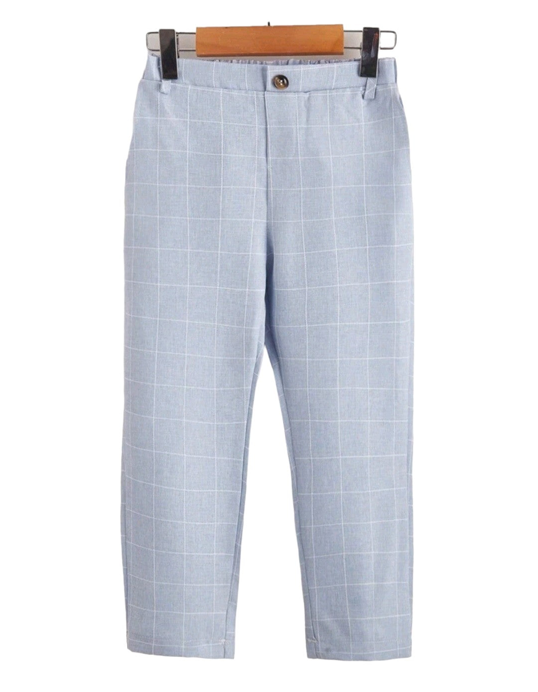 Pantalón de cuadros celeste
