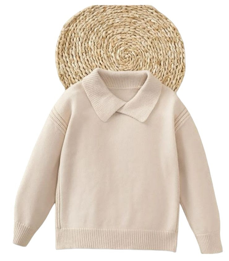 Suetér unicolor con cuello tipo camisa