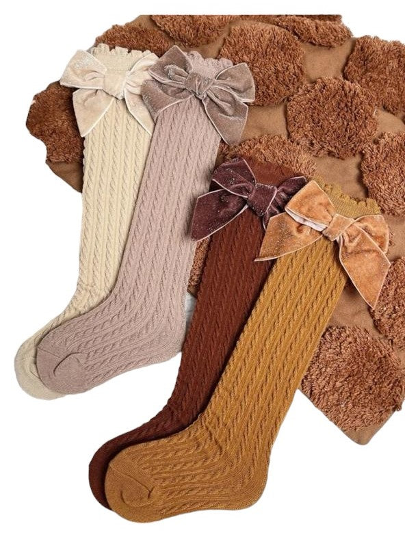 Calcetas con lazo velvet y brillos