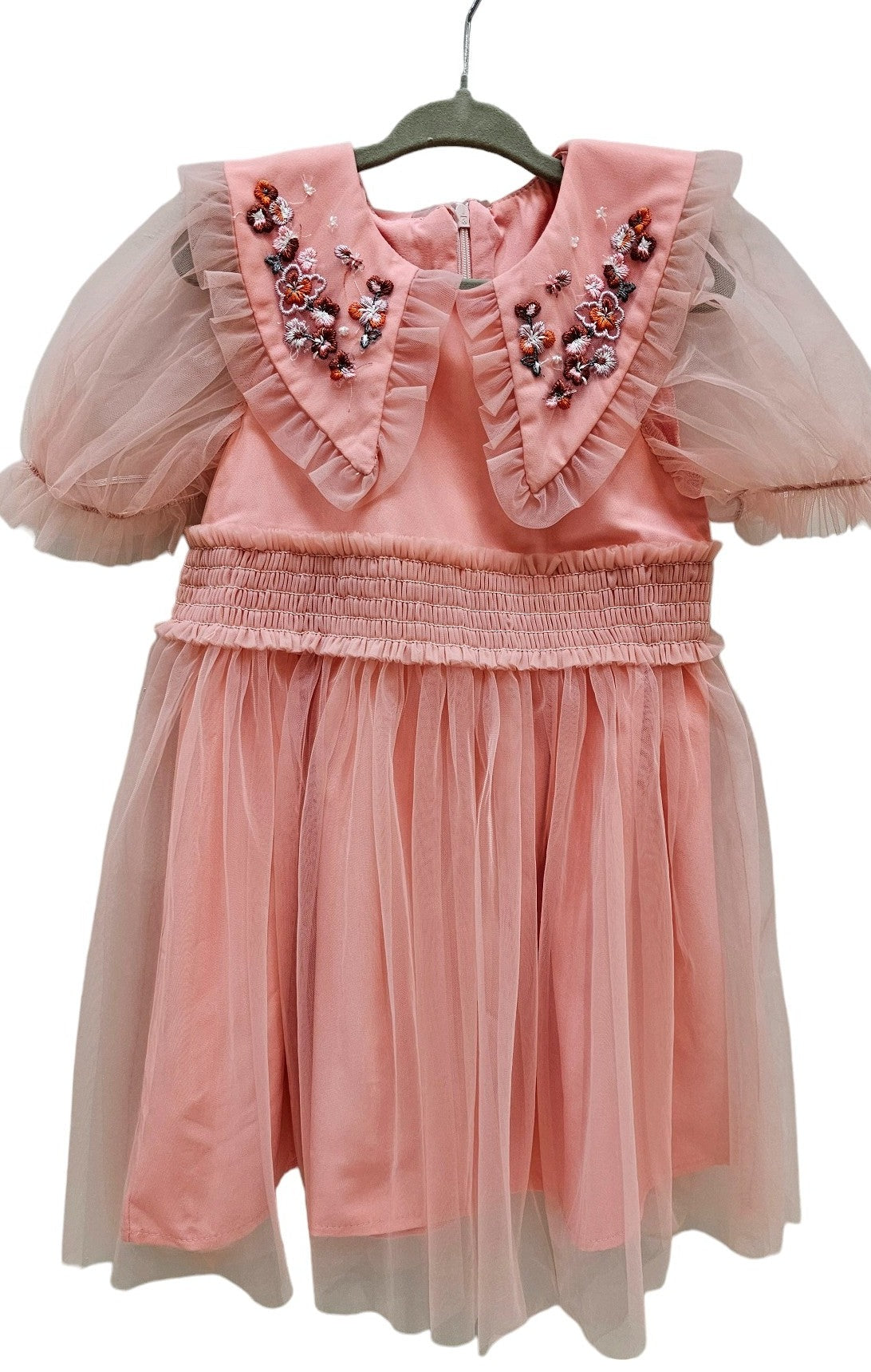 Vestido rosa cuello floral