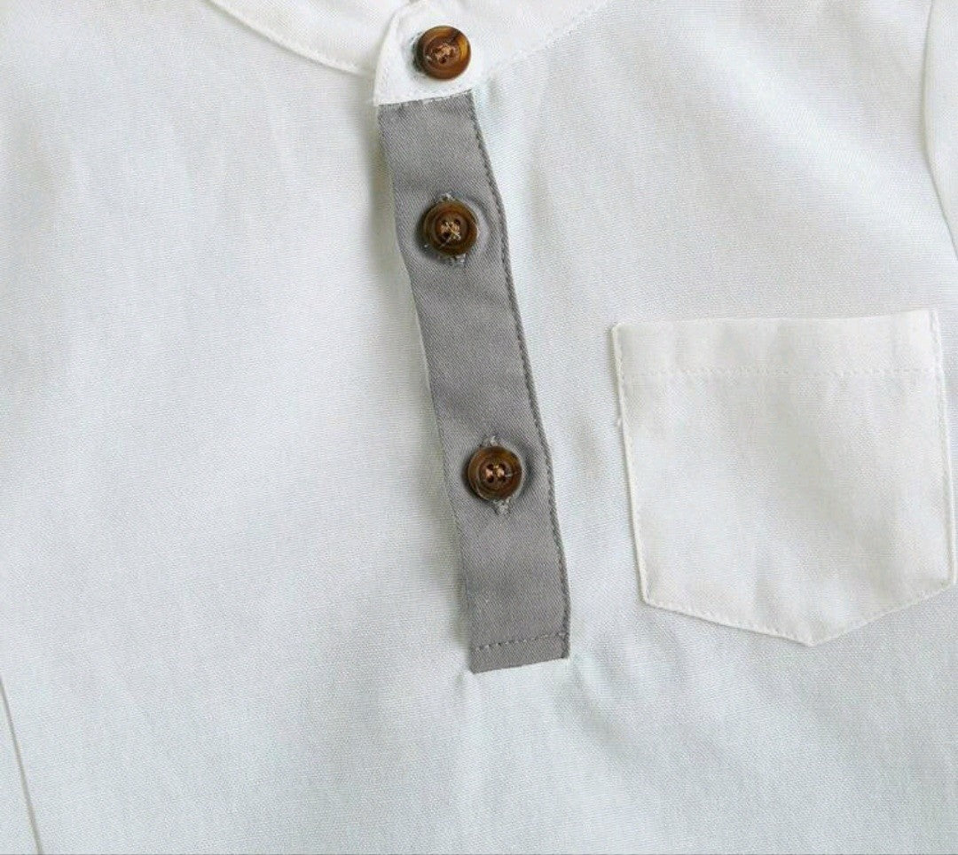Conjunto camisa cuello y short gris