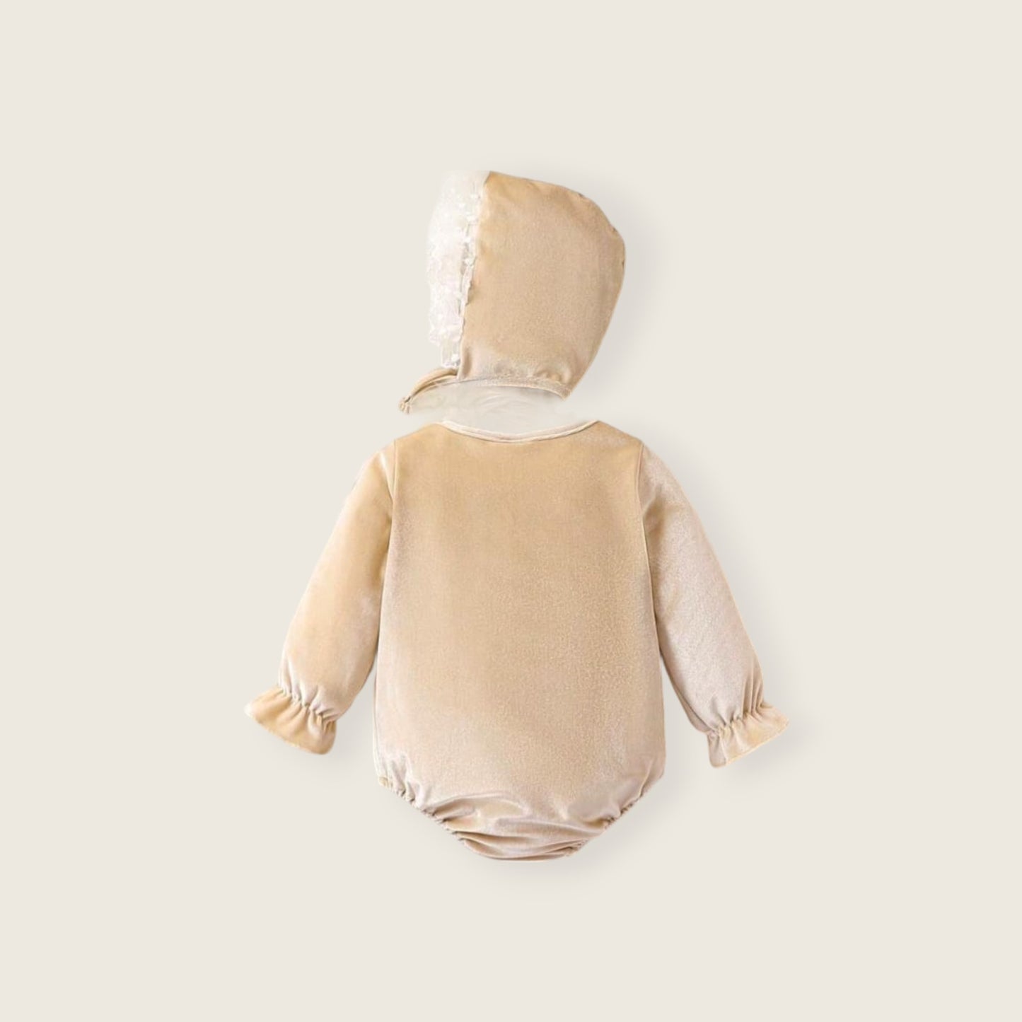 Body champagne con cuello de encaje