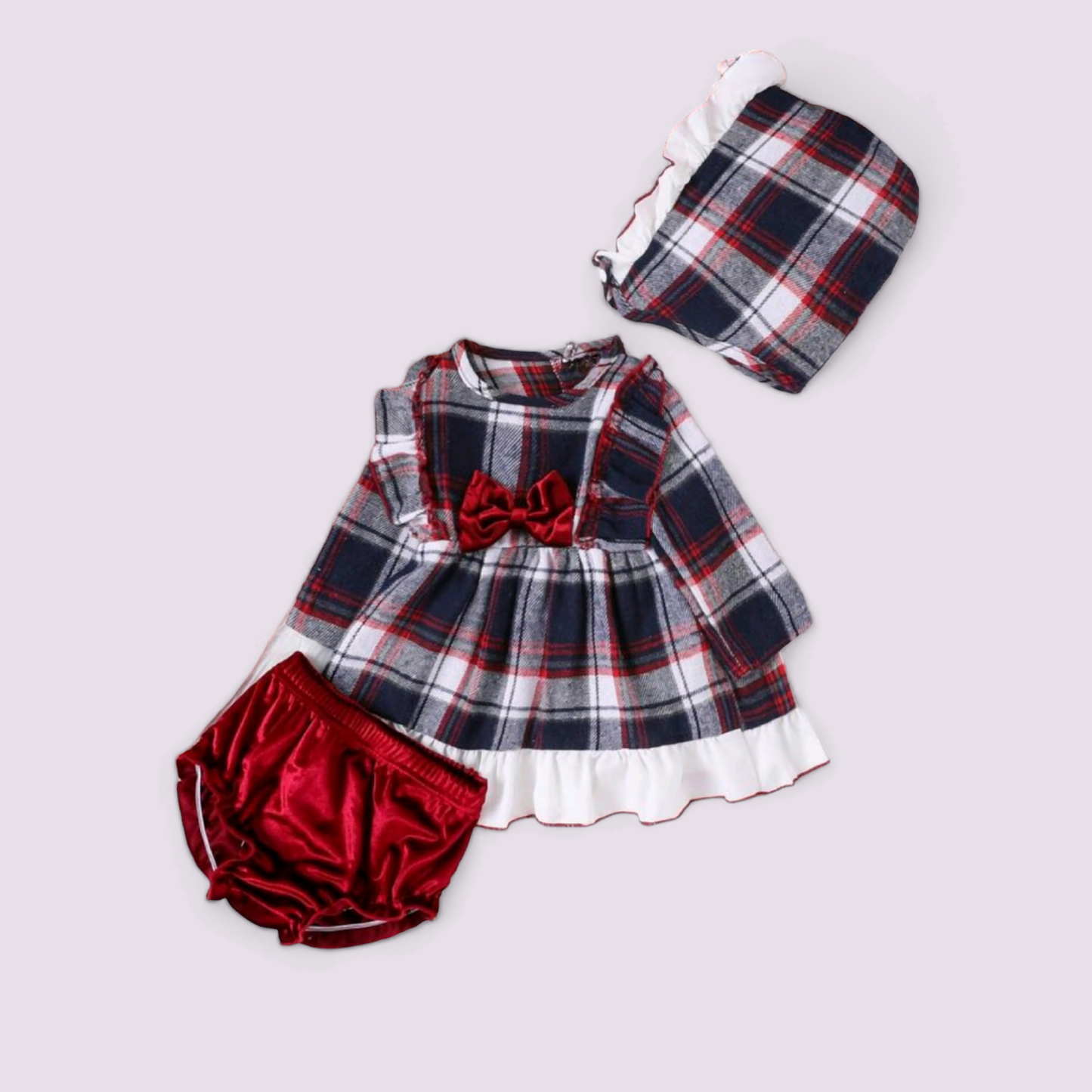 Conjunto vestido con estampado cuadros