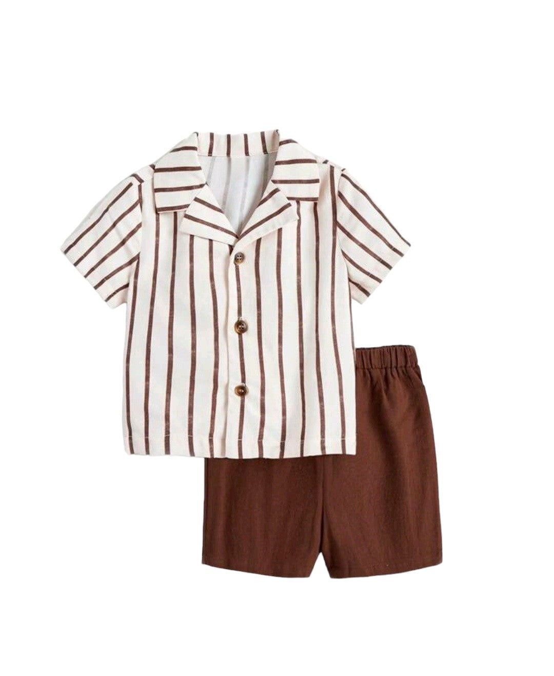 Conjunto de short rayas café