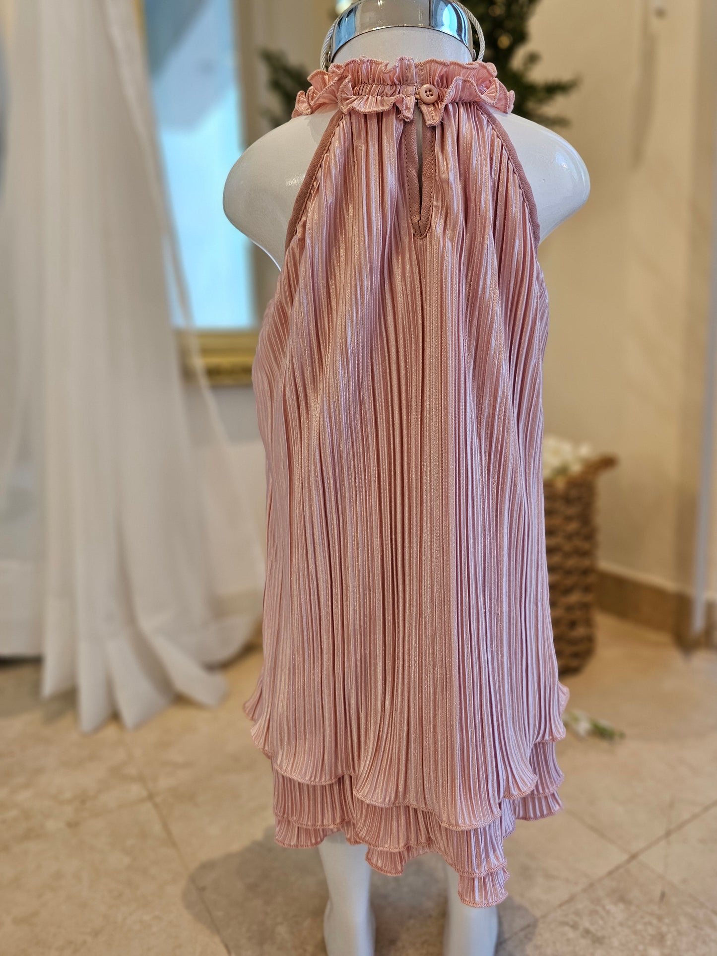 Vestido Rosa cuello Halter