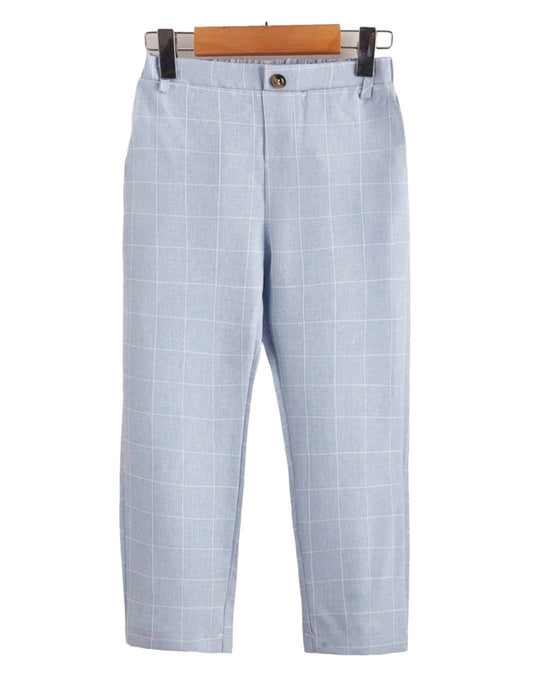 Pantalón de cuadros celeste