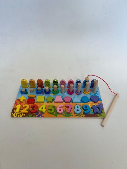 Tablero de madera didáctico pesca/números