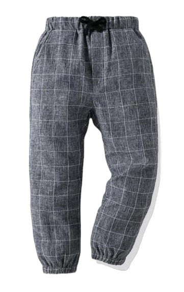 Pantalon estampado de cuadros gris