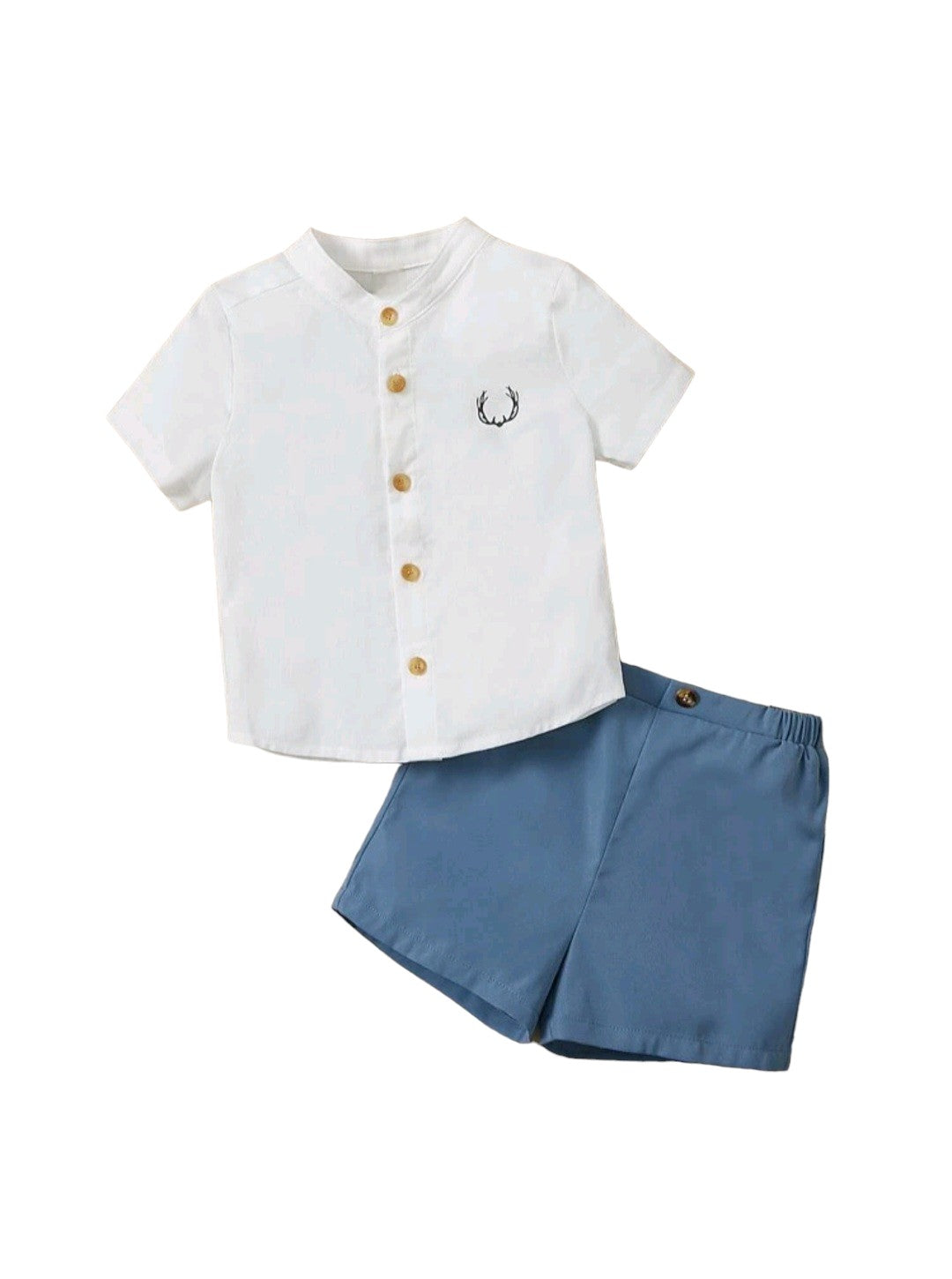 Conjunto Camisa blanca, short azul