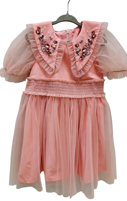 Vestido rosa cuello floral