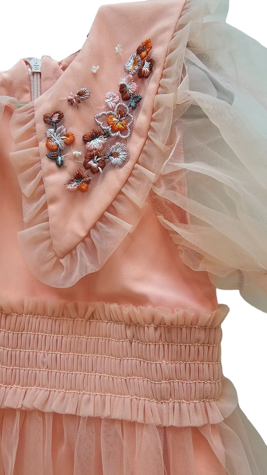 Vestido rosa cuello floral