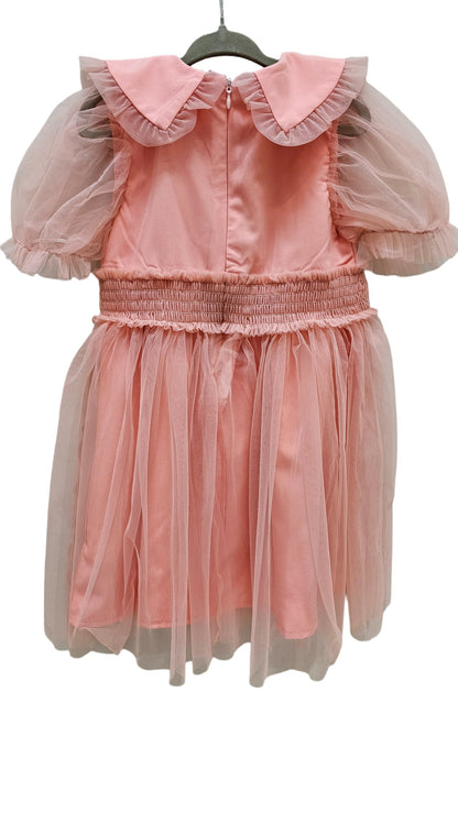 Vestido rosa cuello floral