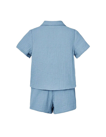 Conjunto de short azul con bolsillo