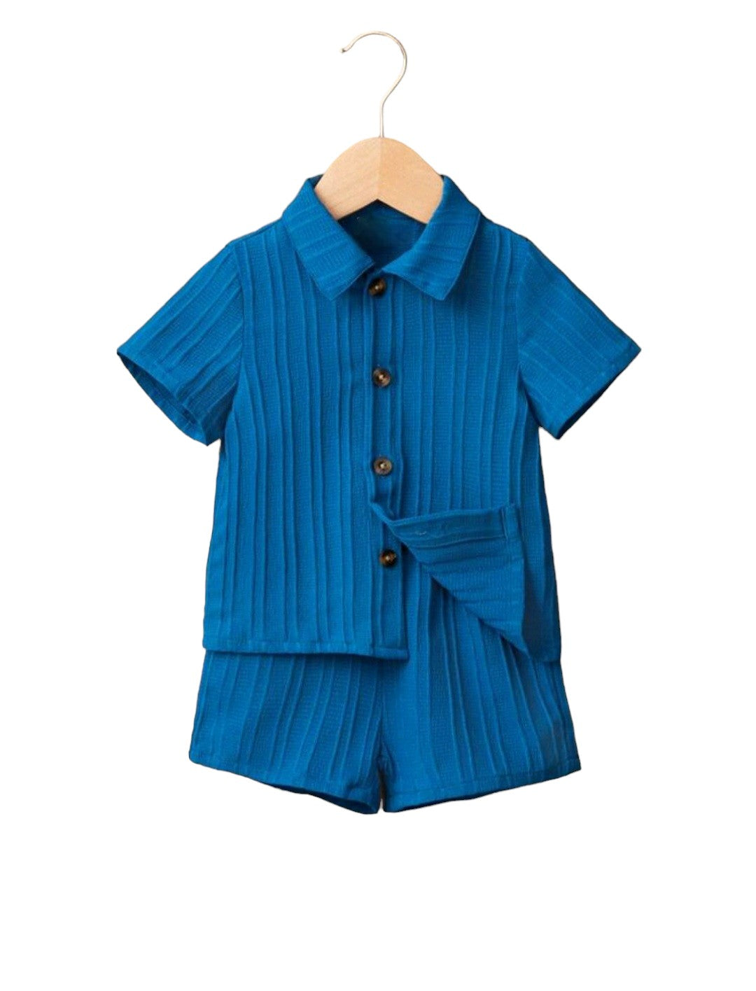 Conjunto azul botón café