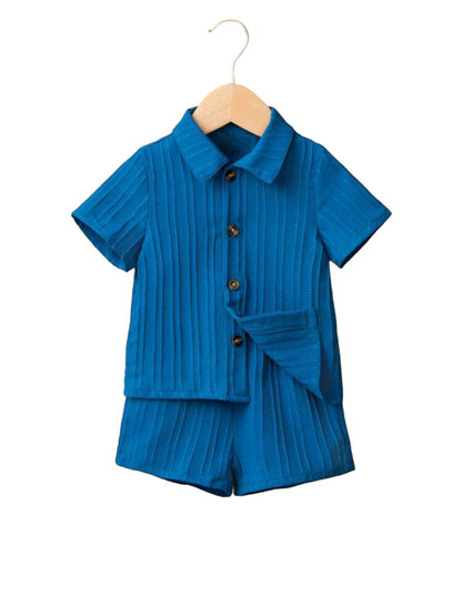 Conjunto azul botón café