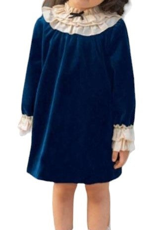 Vestido velvet azul estilo victoriano