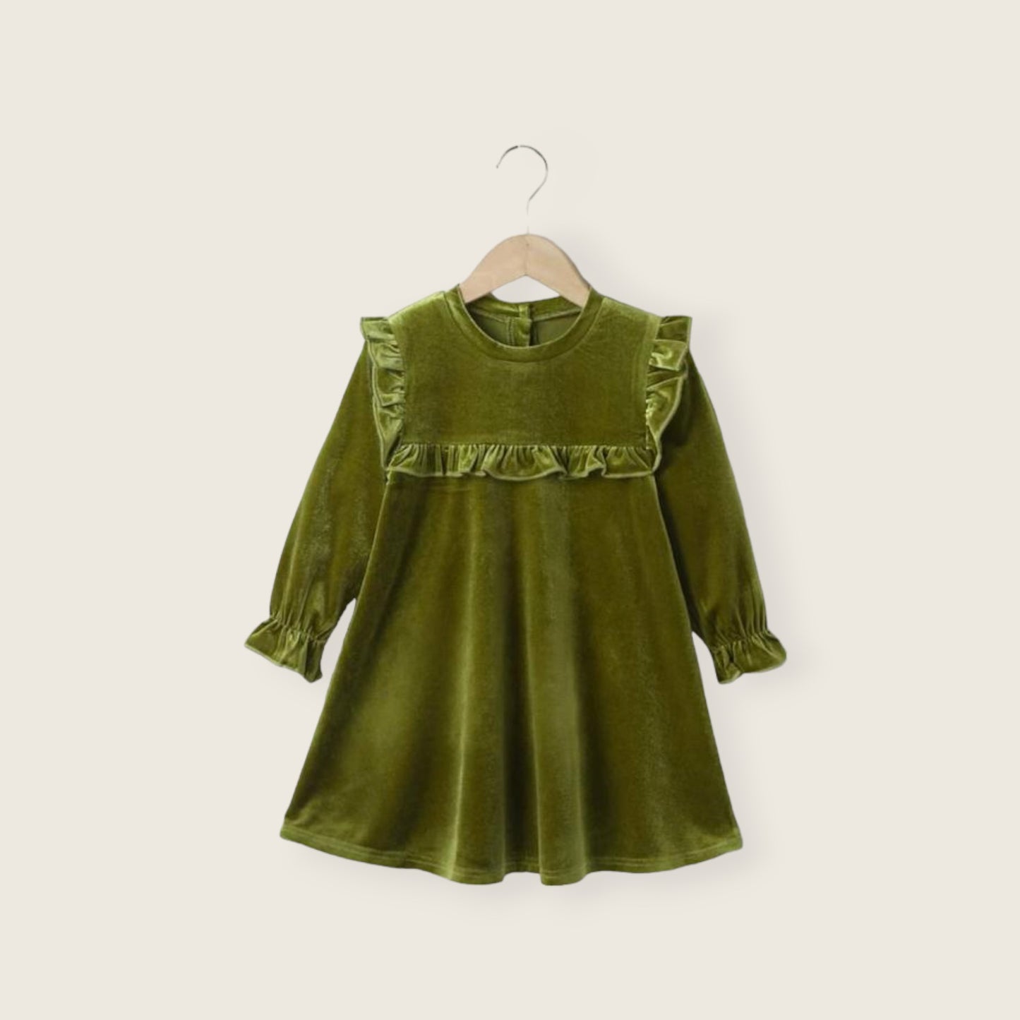 Vestido velvet verde con fruncido