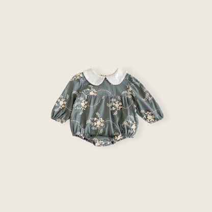 Body gris con bordado de flores
